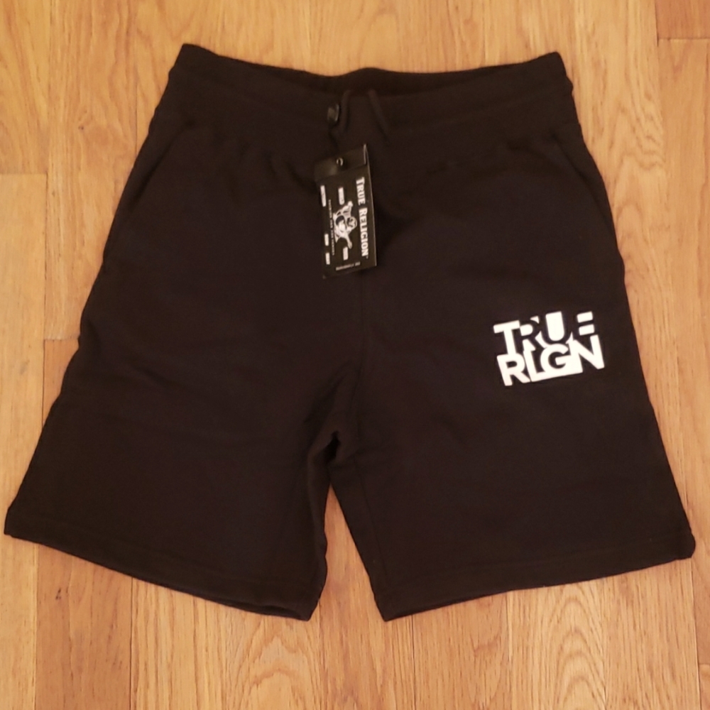 True Religion fleece shorts black men's S
